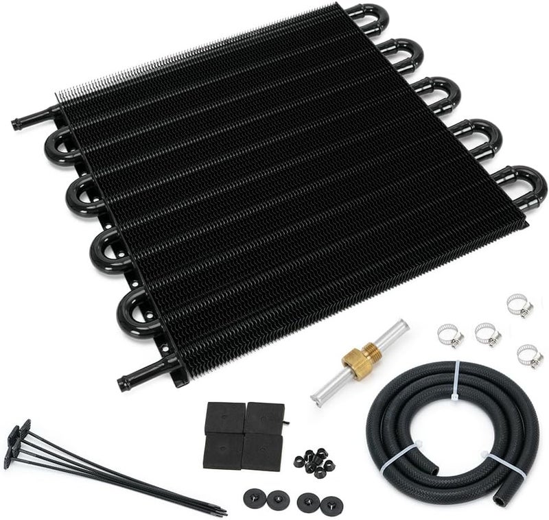 SJDYYMX Universal 5/16" Transmission Oil Cooler Kit Aluminium alloy 10 Pass Tube & Fin Black - Image 1